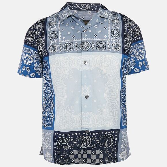 Louis Vuitton Blue Bandana Print Cotton Short-Sleeve Shirt S